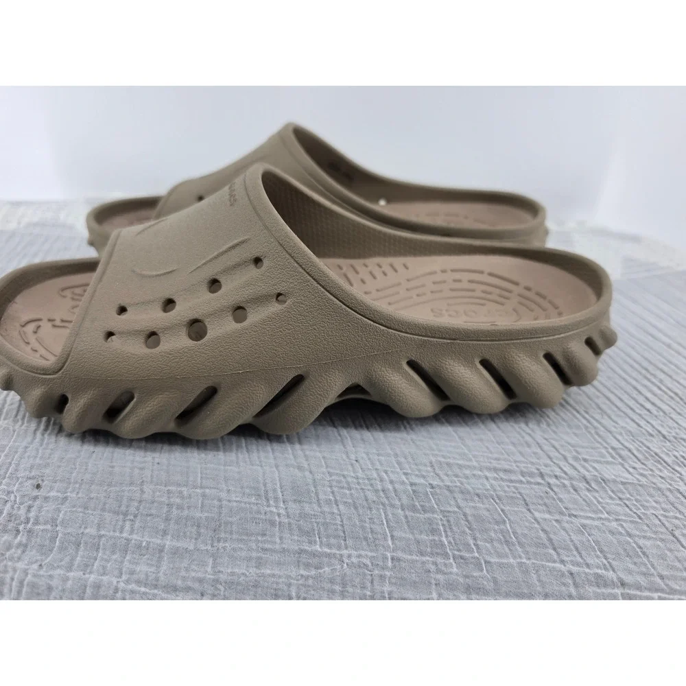 Crocs Echo Slide Khaki Tan Sandal Mens 9 Womens 11 208170-260 Comfort Mule